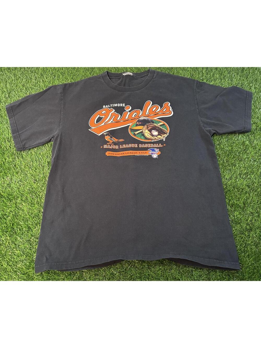 Vintage Y2K Orioles MLB Graphic T-Shirt Black Vintage Short Sleeve Size Large